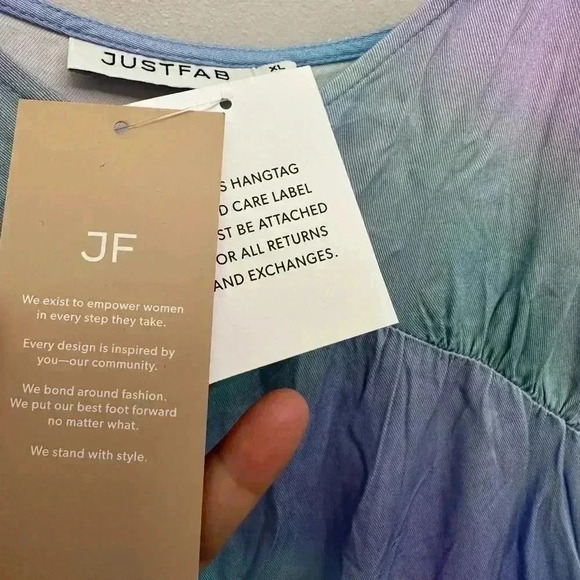JustFab Rayon Tiered Maxi Dress Lightweight Fairy Flowy Purple Blue XL NWT - Picture 7 of 11